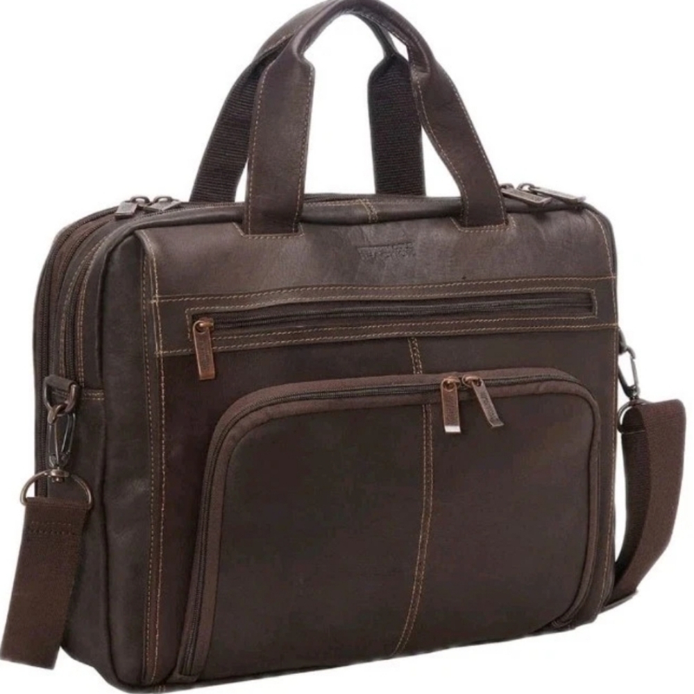 Kenneth Cole Reaction Brown Leather Messenger/ Laptop Bag